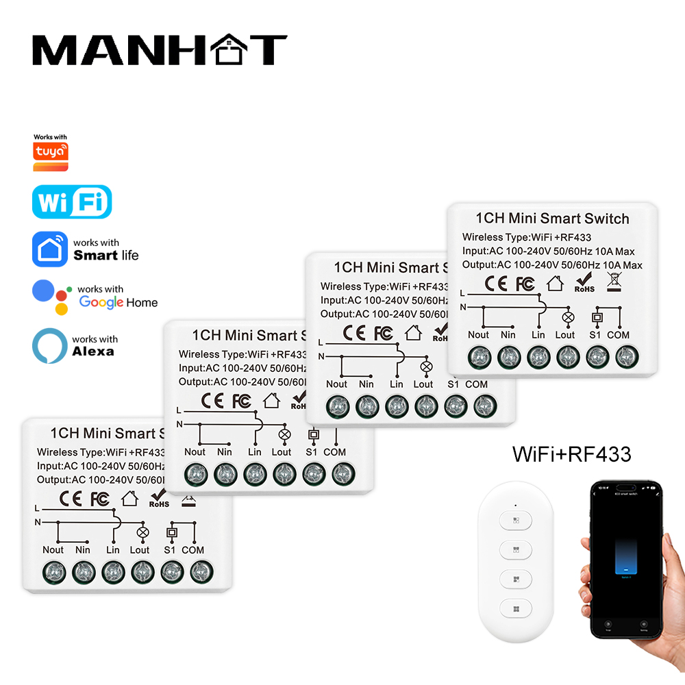 Home Automation Technology - Mini Interruptor Inteligente WIFI de 10A,